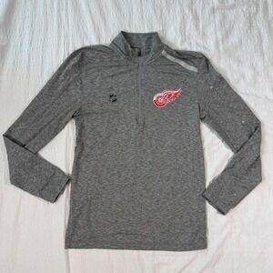 Mens Detroit Red Wings NHL‎ Fanatics Pro Quarter Zip Pullover Gray Size S